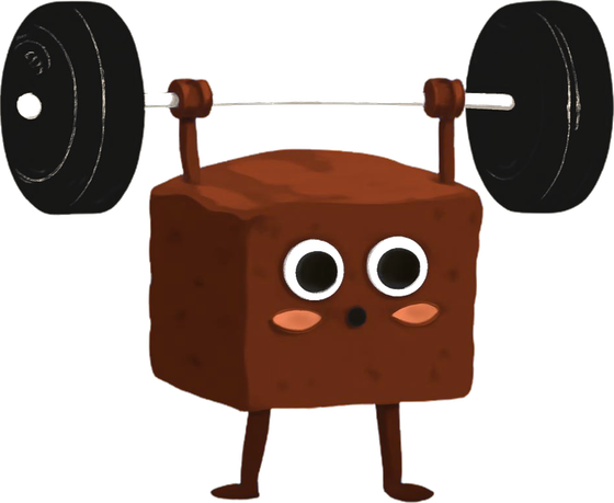 Buffy the Brownie lifting a barbell